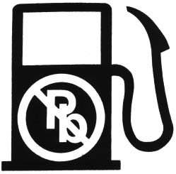 Symbol indicating that vehicle can run on unleaded petrol