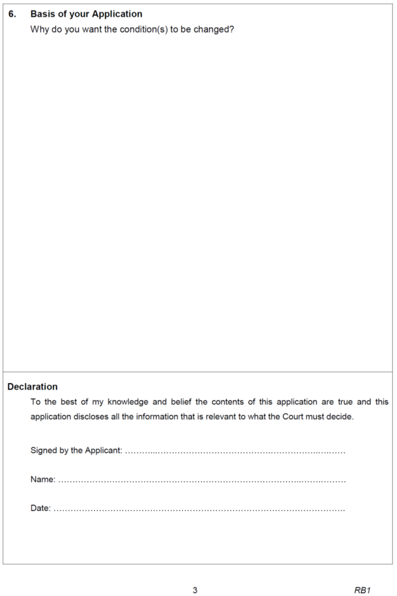 Form of application to vary conditions of bail - page 3 [RB]