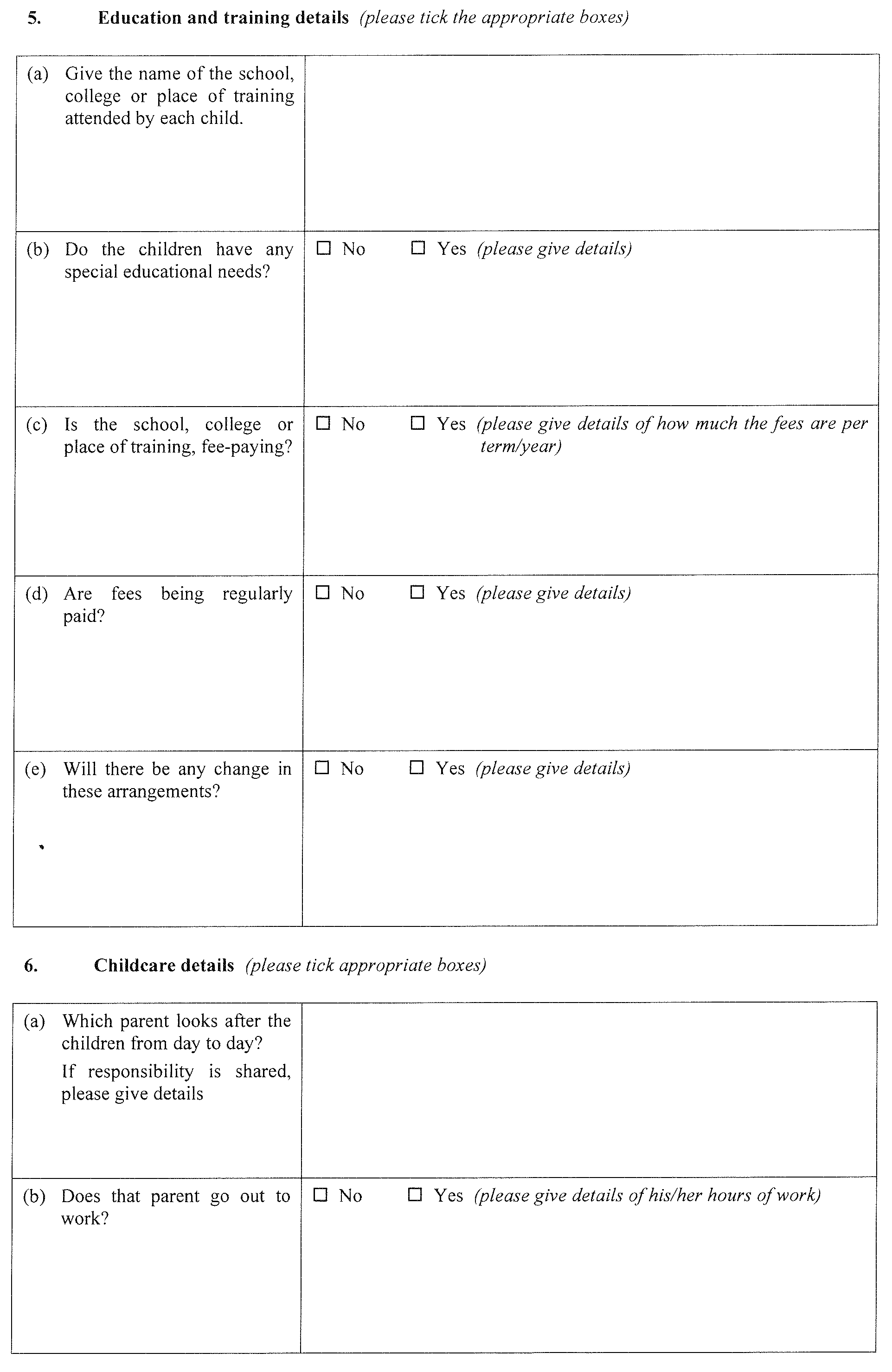 Form 5 - continued