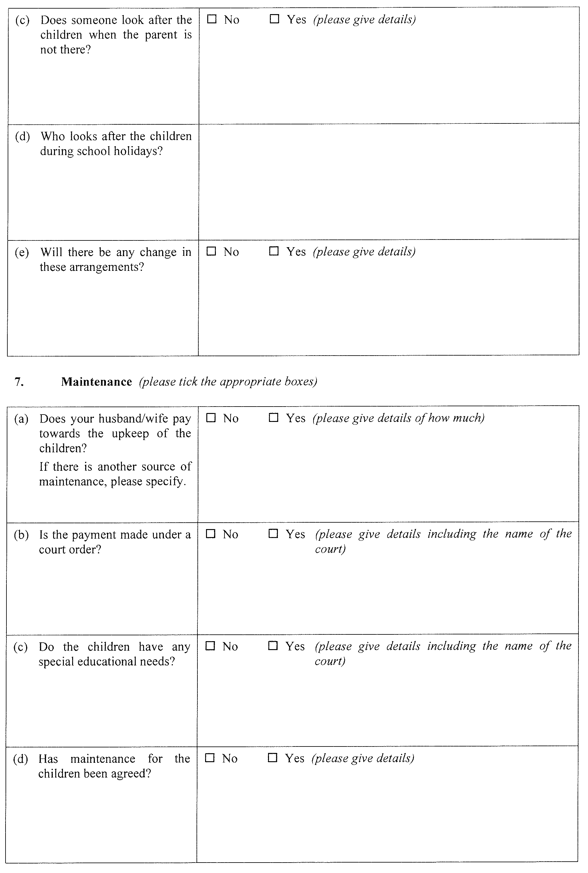 Form 5 - continued