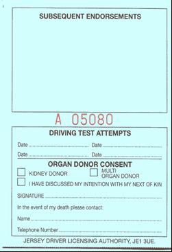 Form of provisional licence  Outside middle