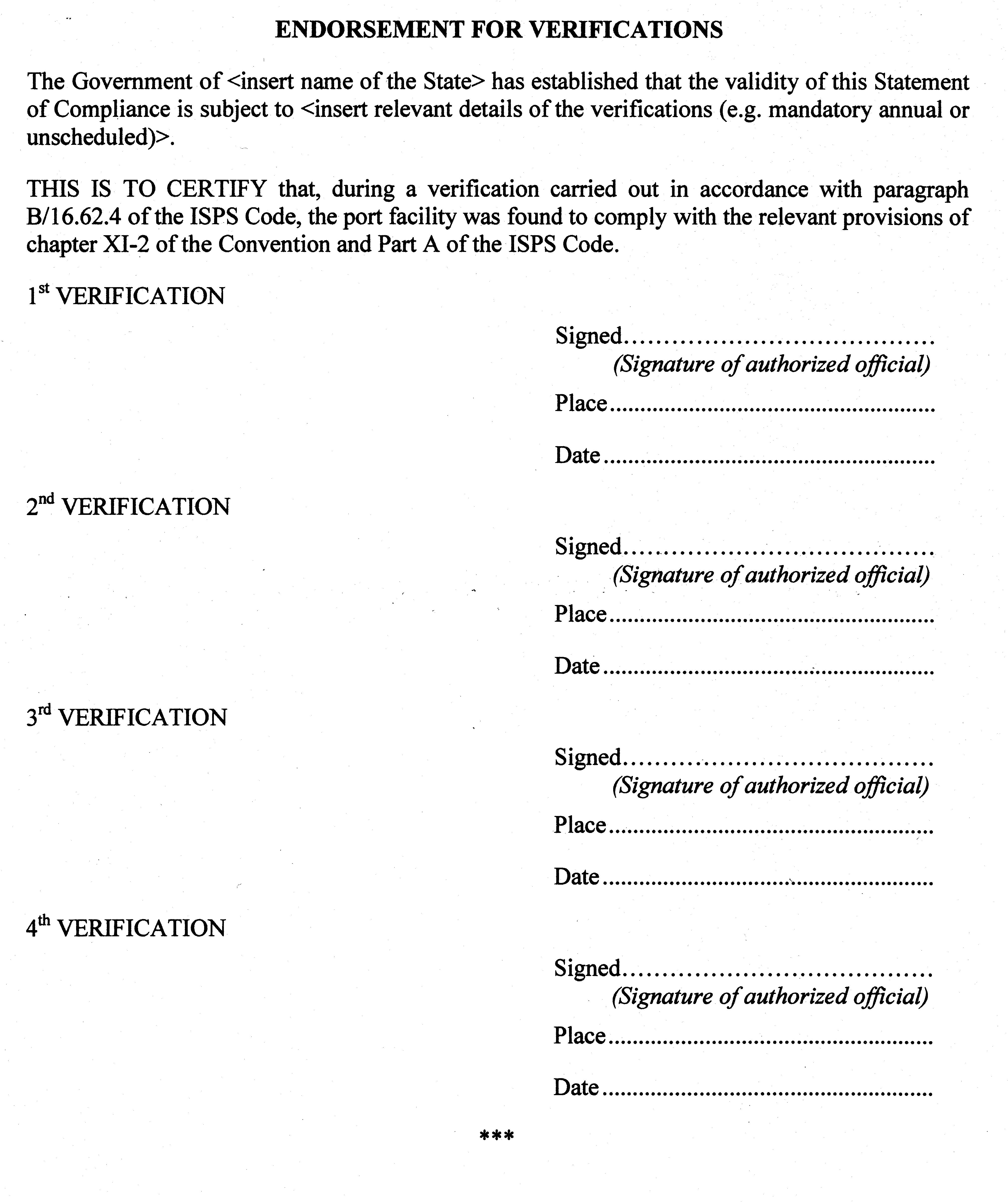 Appendix 2 - Endorsement for verifications form