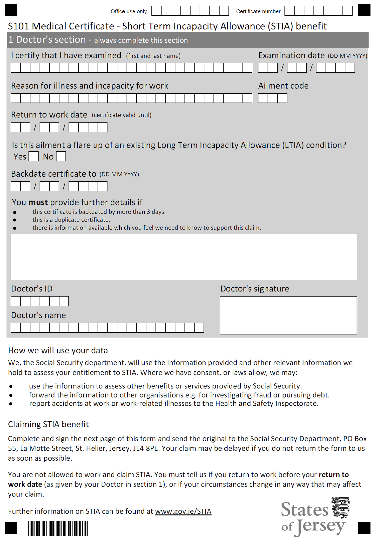 FORM OF MEDICAL CERTIFICATE TO BE SUBSTITUTED