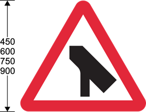 Red triangle with black bending line