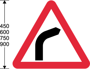 Red triangle with black bending line