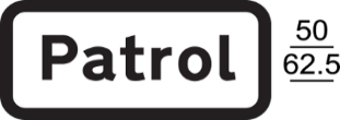 A black and white sign with black text
