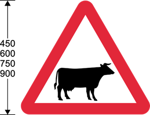 Red triangle with cow symbol