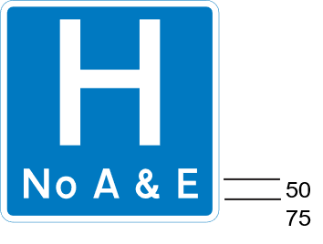 A blue sign with white text