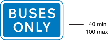 A blue sign with white 
