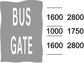 Grey background and white text showing bus gate